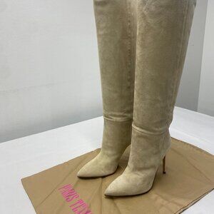 Paris Texas Angora Calf Suede Stiletto Tall Boots.Size 7.5